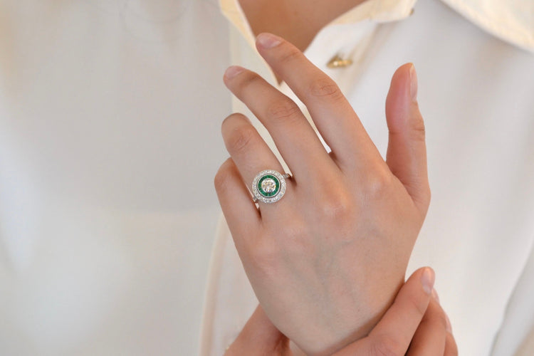 Bague 54 Bague art déco diamants et émeraudes 58 Facettes 26477-26557