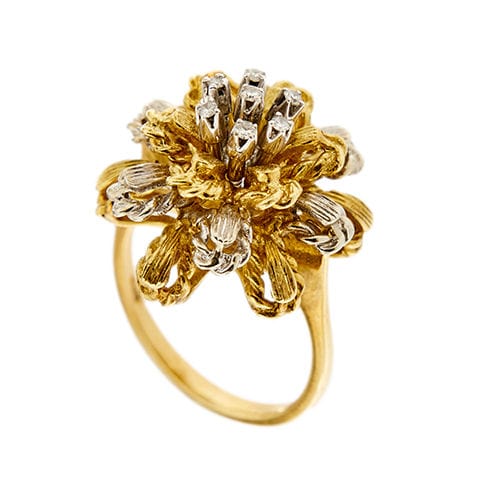 Bague 54 Bague fleur avec diamants 58 Facettes 34293