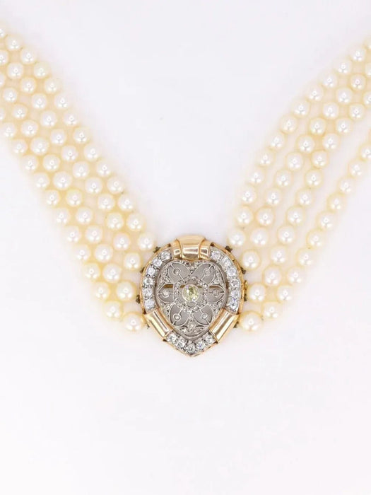 Collier Collier Belle Époque diamants perles de culture 58 Facettes 992