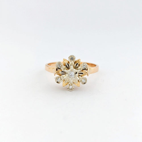 Bague 56 Bague Fleur en Or Jaune et Diamants 58 Facettes 32701
