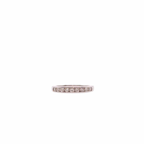 Bague Alliance demi-tour or blanc et diamants serti rail 58 Facettes