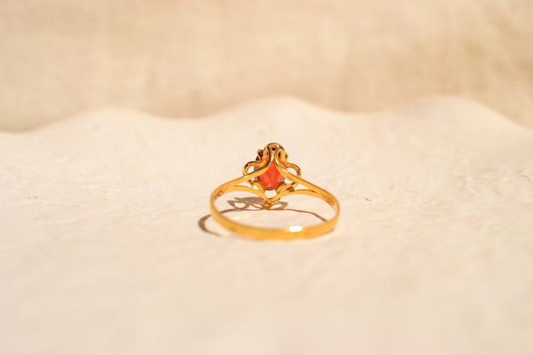 Bague 55 Bague quadrilobée or jaune grenat 58 Facettes Ref3505