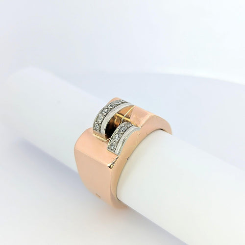 Bague Bague Tank or rose et diamants 58 Facettes 25376