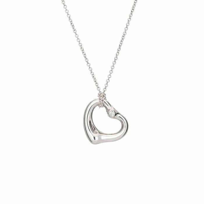 Collier TIFFANY & Co - Collier en argent sterling avec diamants en forme de cœur ouvert 58 Facettes G13568