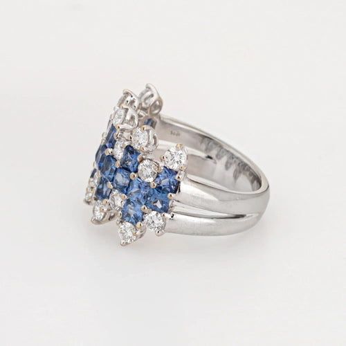 Bague 51 Bague Large Bande Saphir Diamant Or Blanc 58 Facettes G13356