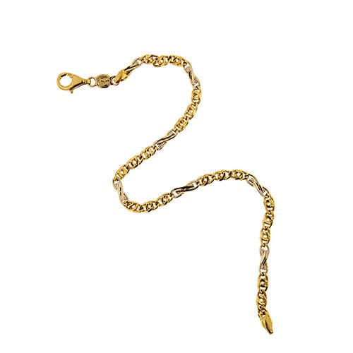 Bracelet homme en deux ors, maille oeil d'oiseau