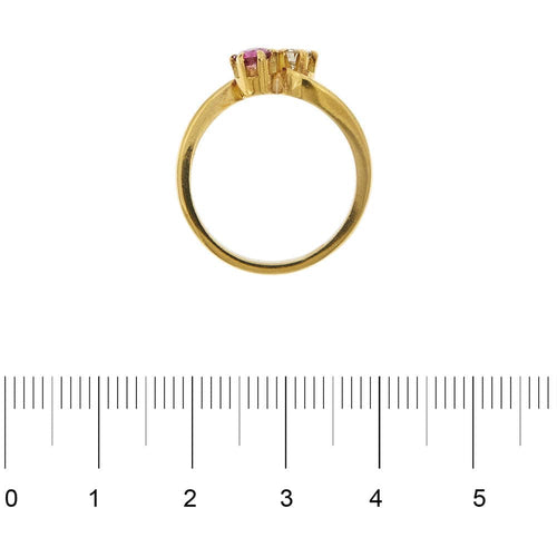 Bague 55 Bague contraire avec rubis et diamant 58 Facettes 27483