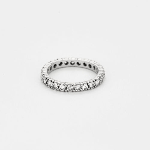 Bague 53,5 Alliance Américaine or blanc et diamants 58 Facettes ROM11862