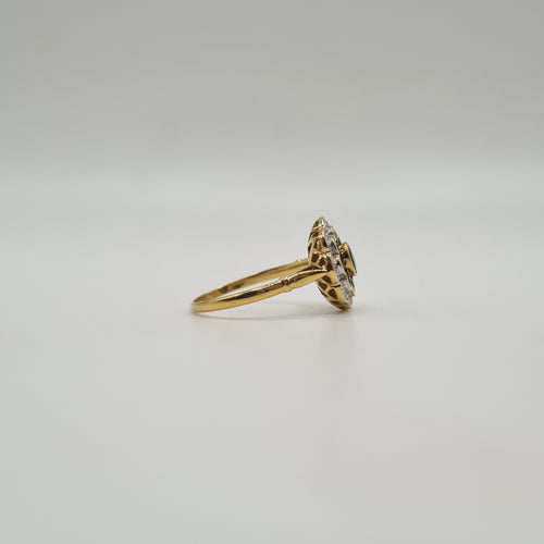 Bague 54 Bague fleur or jaune sertie de saphirs et diamants 58 Facettes