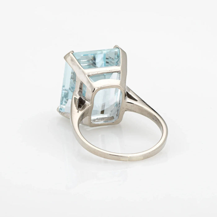 Bague 53 12ct Aquamarine Ring White Gold Emerald Cut 58 Facettes G13435