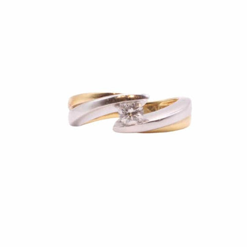 Bague 54 Bague Solitaire Diamant or jaune et blanc 58 Facettes