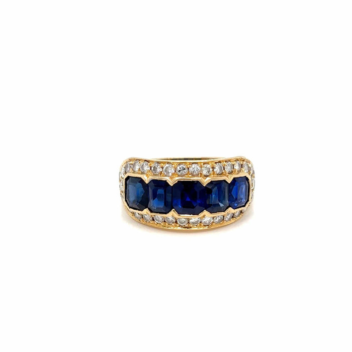 Bague 53 Illario - Natural Sapphire and Diamond Band Ring 58 Facettes