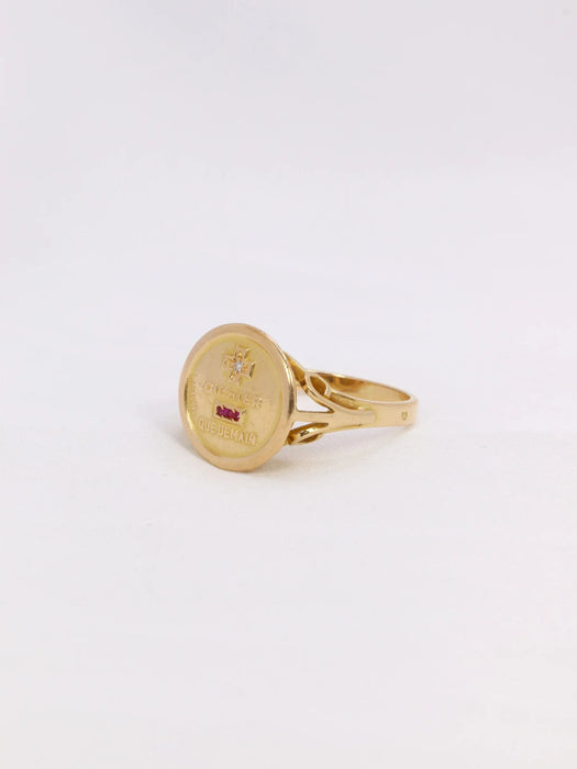 Bague AUGIS - Bague amour Plus qu'hier moins que demain or jaune diamant rubis 58 Facettes J471