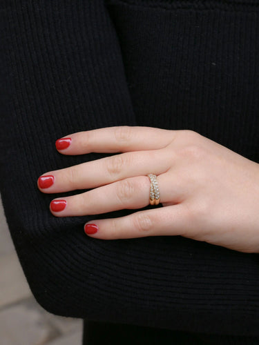 Bague 52 Bague double vintage en or jaune et diamants 58 Facettes J125