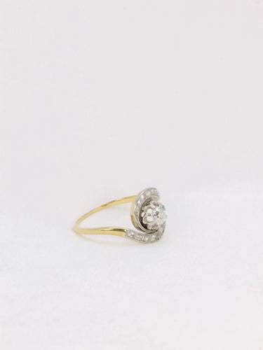 Bague 54 Bague tourbillon en or et diamant taille ancienne 58 Facettes J154