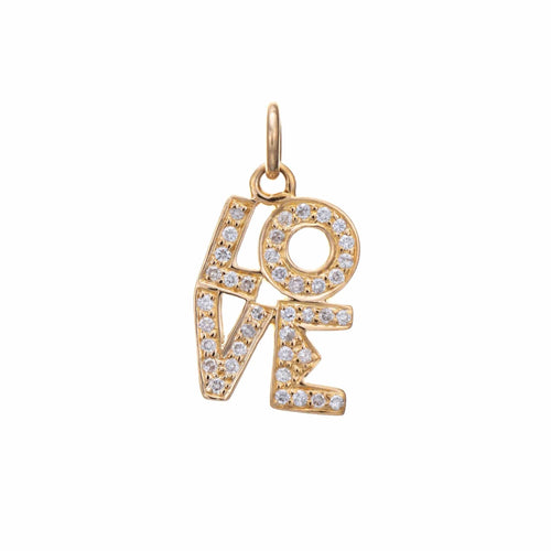 Pendentif Pendentif LOVE en diamant, bijou vintage en or jaune 14 carats des années 70 58 Facettes G11933