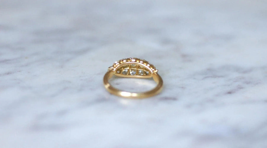 Bague 57 Bague Bandeau Double Ligne Diamants Taille Ancienne 58 Facettes