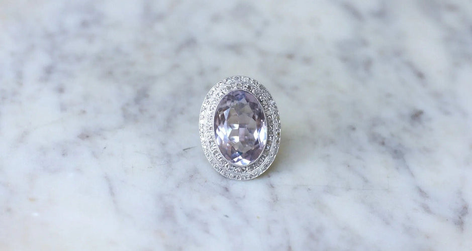 Bague Grande Bague Art Déco Améthyste et Diamants 58 Facettes