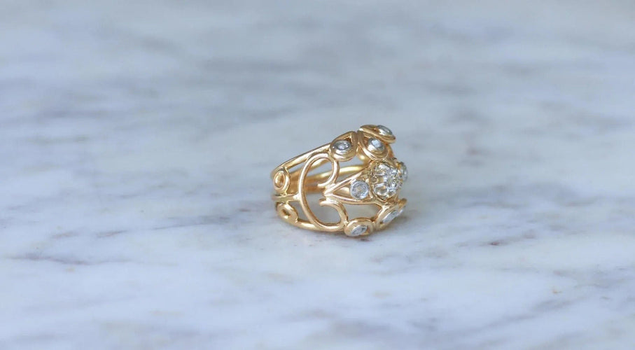 Bague 49.5 Bague Boule cocktail fil or rose riamants 58 Facettes