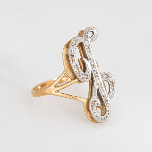 Bague Bague initiale en diamant vintage en or jaune 58 Facettes G13996