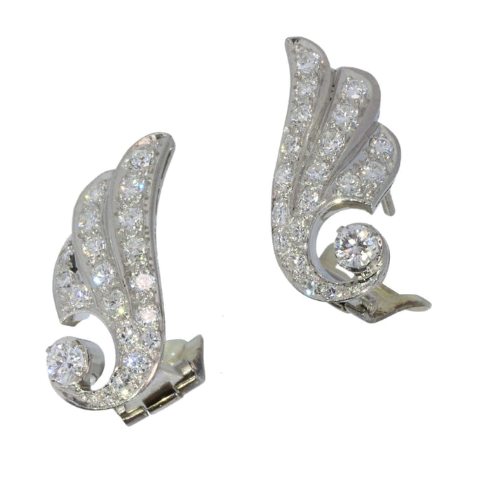 Boucles d'oreilles Boucles d'oreilles à clips en diamant en forme d'aile vintage des années 1950 58 Facettes 24299-0258