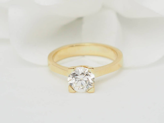 Bague 55 Bague solitaire en or jaune et diamant 1.40ct 58 Facettes 31380/31535