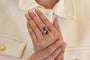 Bague or blanc tourmalines cabochons et diamants