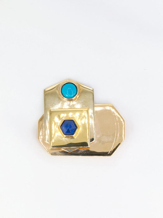 Broche Broche Piero Dorazio Artcurial or jaune lapis-lazuli turquoise 58 Facettes 535