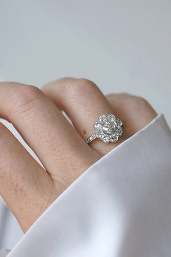 Bague 60 Bague marguerite or jaune platine et diamants 58 Facettes