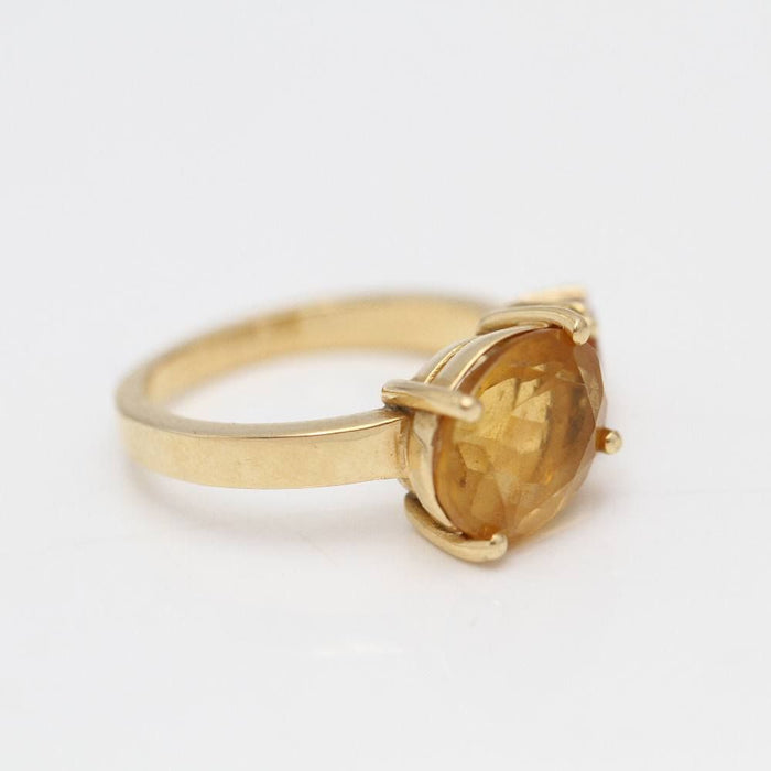 bague en or jaune avec citrines et diamants