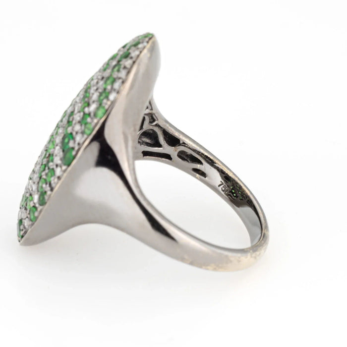 Bague 53.5 Bague diamant grenat tsavorite noircie ovale cocktail bijoux immobiliers 58 Facettes G13607