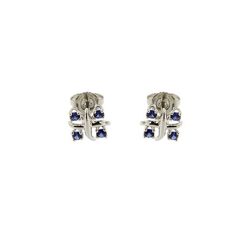 Boucles d'oreilles Tiffany & Co. - Boucles d'oreilles en platine serties de saphirs 58 Facettes 38212