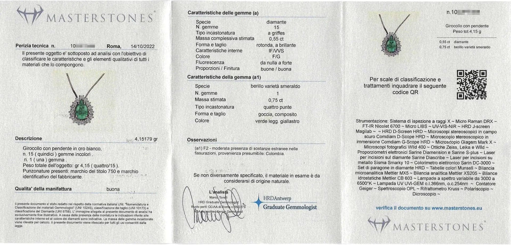 Collier Collier émeraude de Colombie 58 Facettes