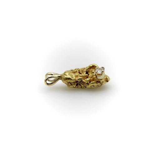 Breloque pépite d'or Vintage avec diamant