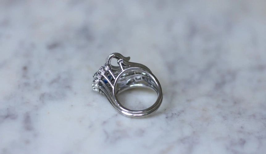 Bague 53.5 Bague Cocktail Saphir de Ceylan et Diamants 58 Facettes