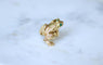 Bague 51.5 Bague Grenouille Emeraude et Diamant sur Or Jaune - 1970's 58 Facettes