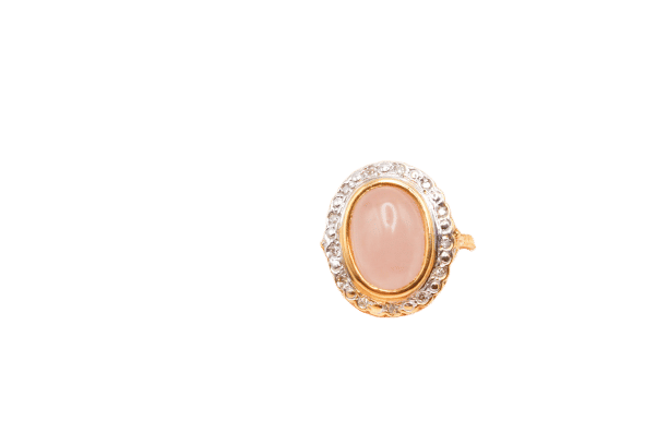 Bague or bicolore quartz rose et diamants 58 Facettes 250004