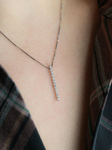 Collier Collier diamant barrette verticale or blanc 58 Facettes 1094.2