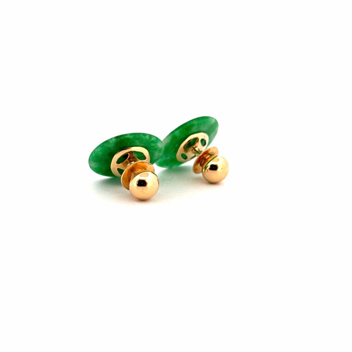 Boucles d'oreilles Or Jaune 18k Pierre de Jade