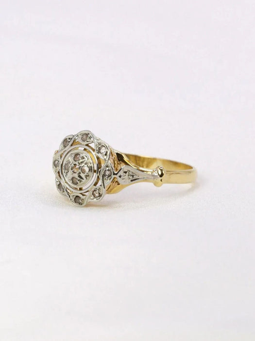 Bague 54 Bague or jaune marguerite diamants 58 Facettes J395