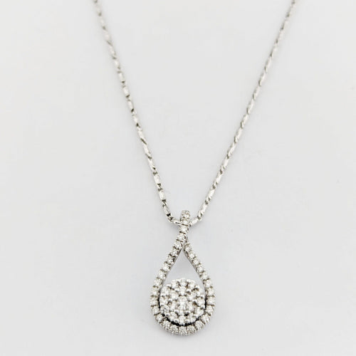 Collier Collier goutte d'eau en or blanc et diamants 58 Facettes 33014