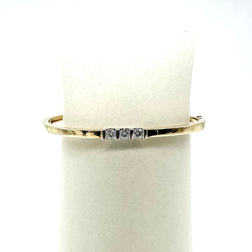 Bracelet jonc bicolore trilogie et diamants