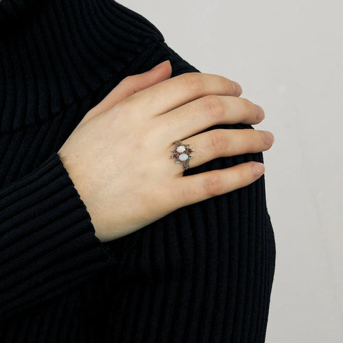 Bague 52 BAGUE OR JAUNE, OPALE ET RUBIS 58 Facettes BO/230129