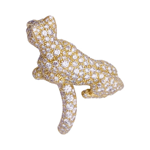 Bague 52 Bague Haute Joaillerie Cartier, "Panthère de Cartier", or jaune, diamants. 58 Facettes 33534