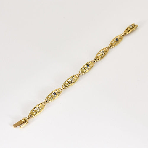 Bracelet en Or jaune, diamants et saphirs