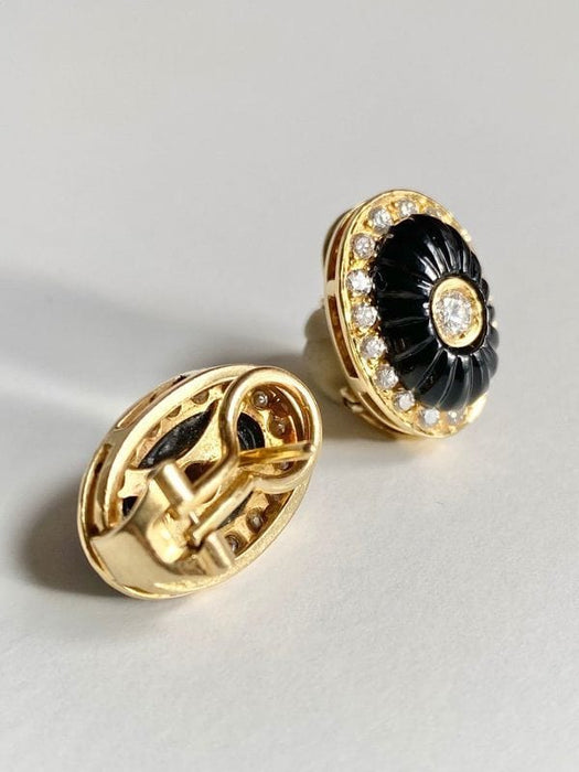 Boucles d'oreilles Boucles d’oreilles or jaune, onyx et diamants 58 Facettes