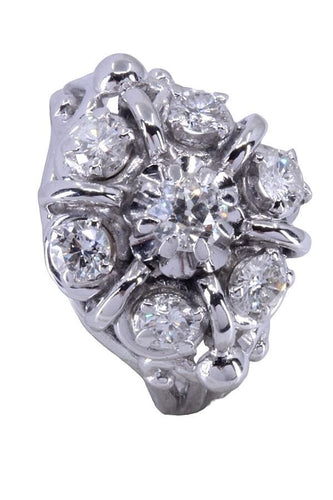 Bague 52 Bague fleur or blanc et diamants 58 Facettes 087651