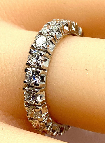 Bague 53 Alliance américaine or blanc, 20 diamants 2,30 carats 58 Facettes AB577