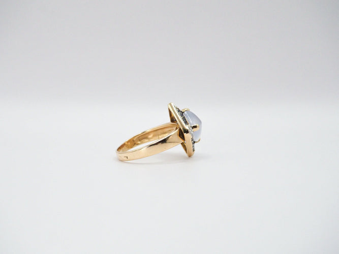 Bague 58 Bague or jaune quartz saphirs et diamants 58 Facettes 5081