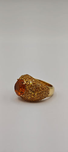 Bague Bague citrine, saphirs et diamants en or jaune 18k 58 Facettes 21025983